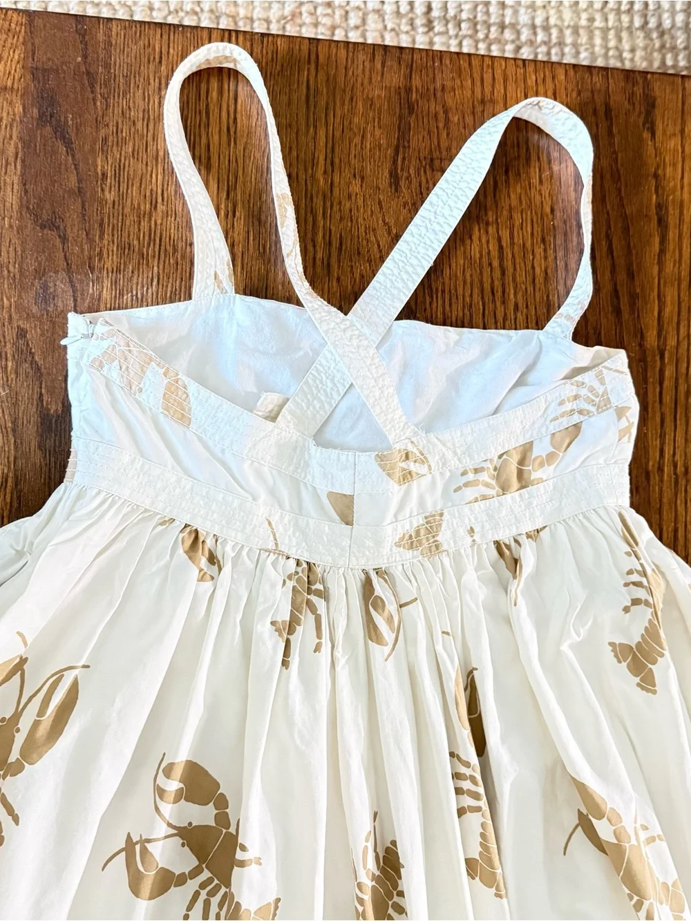 J. Crew White Midi dress with tan Lobster Print